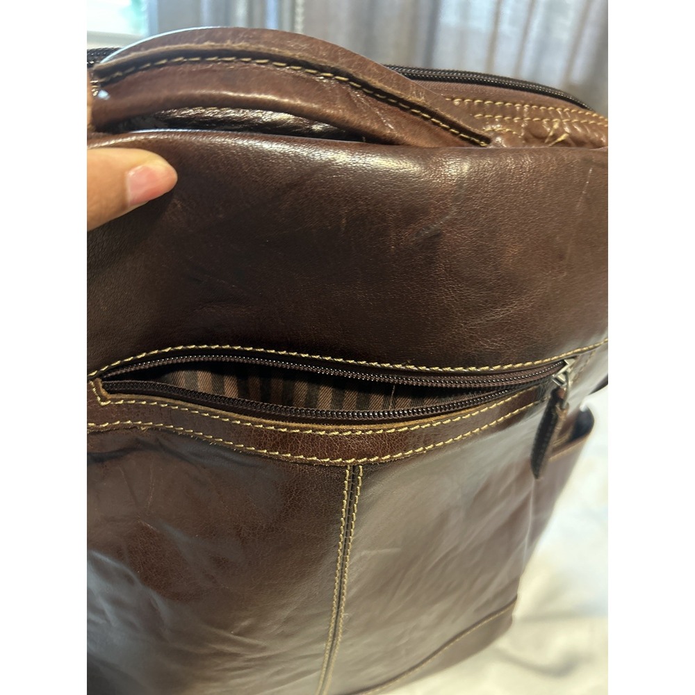 Jack Georges Voyager Brown Leather Convertible Messenger Bag to Backpack. Pre-ow - Picture 9 of 15